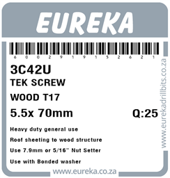 3C42 - Tek Screw Wood -3C42_Label_T